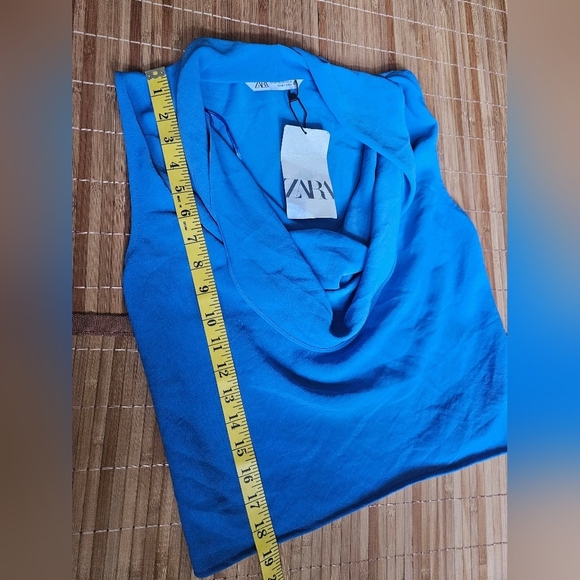 Zara Women's Blue Draped Sleeveless Tank Top XS NWT. - Picture 4 of 5
